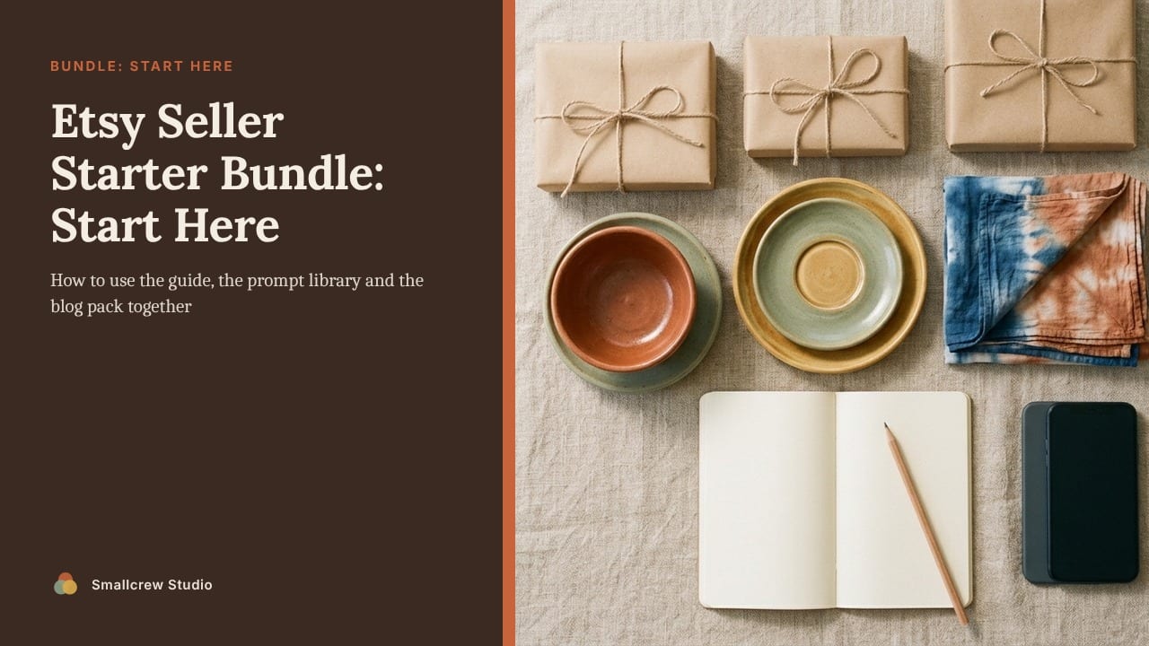 Cover of Etsy Seller Starter Bundle: Guide, Prompts, Blog Plans
